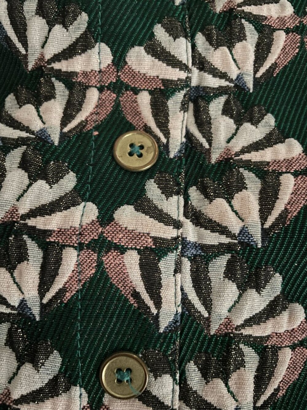 Anthropologie Dolan Left Coast Green Jacquard Button Down Pencil Skirt Sz XS - Picture 9 of 9